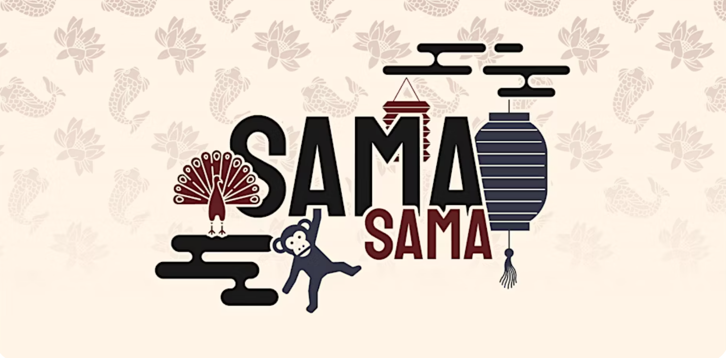 Sama Sama Art Festival Banner for Sama Sama Art Festival showing a monkey, pieacock and paper lanterns.